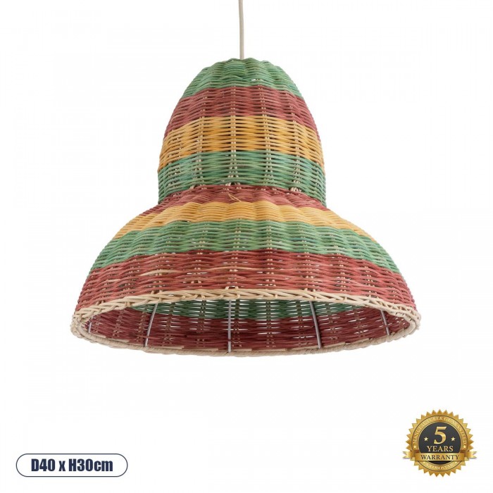GloboStar® CABALLEROS 02057 Boho Κρεμαστό Φωτιστικό Καμπάνα Μονόφωτο 1 x E27 IP20 Πολύχρωμο Ξύλο - Μ40 x Π40 x Υ30cm GloboStar® CABALLEROS 02057 Boho Κρεμαστό Φωτιστικό Καμπάνα Μονόφωτο 1 x E27 IP20 Πολύχρωμο Ξύλο - Μ40 x Π40 x Υ30cm