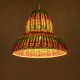 GloboStar® CABALLEROS 02057 Boho Κρεμαστό Φωτιστικό Καμπάνα Μονόφωτο 1 x E27 IP20 Πολύχρωμο Ξύλο - Μ40 x Π40 x Υ30cm