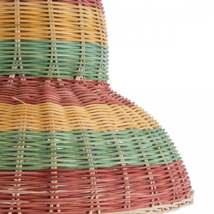 GloboStar® CABALLEROS 02057 Boho Κρεμαστό Φωτιστικό Καμπάνα Μονόφωτο 1 x E27 IP20 Πολύχρωμο Ξύλο - Μ40 x Π40 x Υ30cm