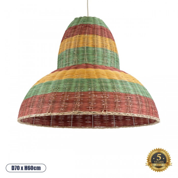 GloboStar® CABALLEROS 02058 Boho Κρεμαστό Φωτιστικό Καμπάνα Μονόφωτο 1 x E27 IP20 Πολύχρωμο Ξύλο - Μ70 x Π70 x Υ60cm GloboStar® CABALLEROS 02058 Boho Κρεμαστό Φωτιστικό Καμπάνα Μονόφωτο 1 x E27 IP20 Πολύχρωμο Ξύλο - Μ70 x Π70 x Υ60cm