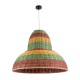 GloboStar® CABALLEROS 02058 Boho Κρεμαστό Φωτιστικό Καμπάνα Μονόφωτο 1 x E27 IP20 Πολύχρωμο Ξύλο - Μ70 x Π70 x Υ60cm