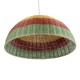 GloboStar® CABALLEROS 02061 Boho Κρεμαστό Φωτιστικό Καμπάνα Μονόφωτο 1 x E27 IP20 Πολύχρωμο Ξύλο - Μ70 x Π70 x Υ34cm