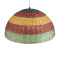 GloboStar® CABALLEROS 02061 Boho Κρεμαστό Φωτιστικό Καμπάνα Μονόφωτο 1 x E27 IP20 Πολύχρωμο Ξύλο - Μ70 x Π70 x Υ34cm