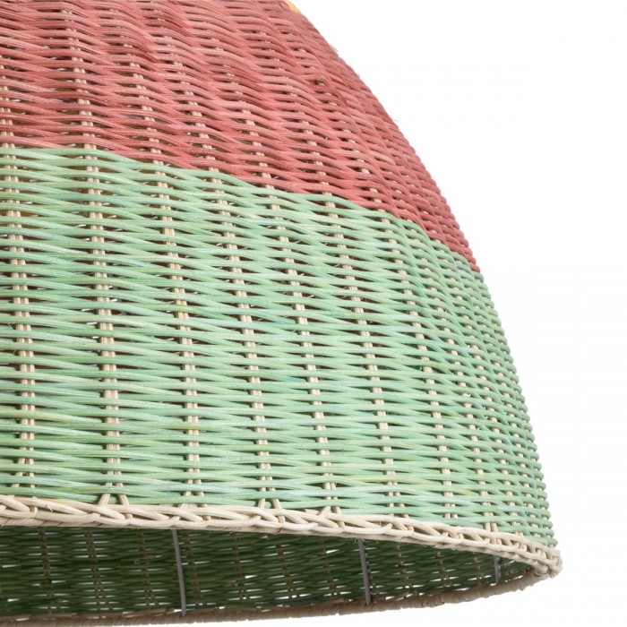 GloboStar® CABALLEROS 02062 Boho Κρεμαστό Φωτιστικό Καμπάνα Μονόφωτο 1 x E27 IP20 Πολύχρωμο Ξύλο - Μ100 x Π100 x Υ53cm