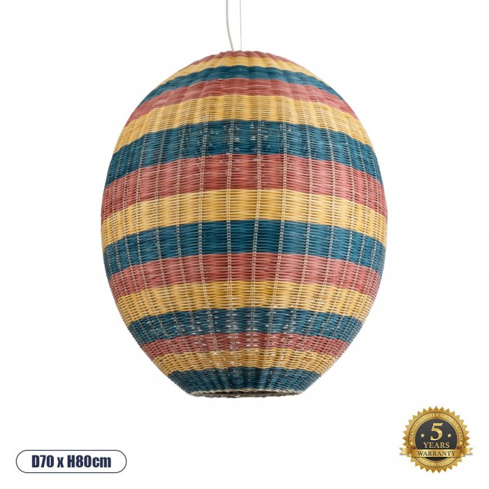 GloboStar® CABALLEROS 02066 Boho Κρεμαστό Φωτιστικό Πλέγμα Μονόφωτο 1 x E27 IP20 Πολύχρωμο Ξύλο - Μ70 x Π70 x Υ80cm GloboStar® CABALLEROS 02066 Boho Κρεμαστό Φωτιστικό Πλέγμα Μονόφωτο 1 x E27 IP20 Πολύχρωμο Ξύλο - Μ70 x Π70 x Υ80cm