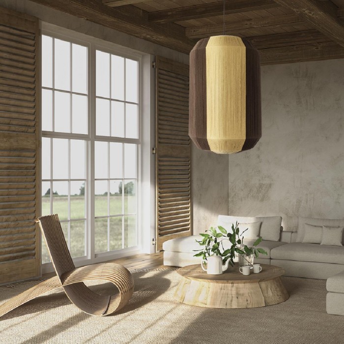 GloboStar® SALERNO 02076 Boho Κρεμαστό Φωτιστικό Πλέγμα Μονόφωτο 1 x E27 IP20 Μπεζ & Καφέ Σχοινί - Μ50 x Π50 x Υ80cm GloboStar® SALERNO 02076 Boho Κρεμαστό Φωτιστικό Πλέγμα Μονόφωτο 1 x E27 IP20 Μπεζ & Καφέ Σχοινί - Μ50 x Π50 x Υ80cm