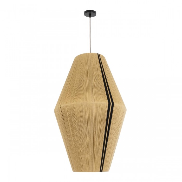 GloboStar® SALERNO 02077 Boho Κρεμαστό Φωτιστικό Πλέγμα Μονόφωτο 1 x E27 IP20 Μπεζ & Μαύρο Σχοινί - Μ50 x Π50 x Υ80cm GloboStar® SALERNO 02077 Boho Κρεμαστό Φωτιστικό Πλέγμα Μονόφωτο 1 x E27 IP20 Μπεζ & Μαύρο Σχοινί - Μ50 x Π50 x Υ80cm