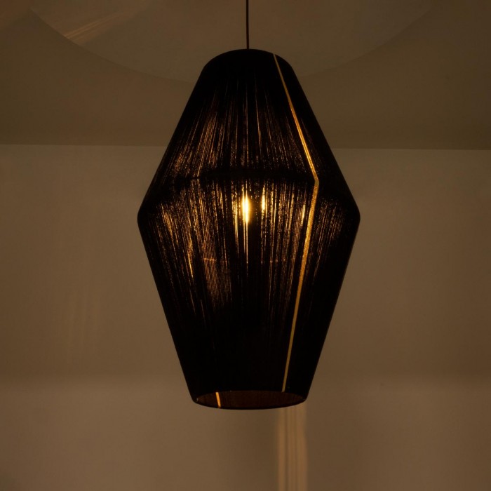 GloboStar® SALERNO 02078 Boho Κρεμαστό Φωτιστικό Πλέγμα Μονόφωτο 1 x E27 IP20 Μαύρο & Μπεζ Σχοινί - Μ50 x Π50 x Υ80cm GloboStar® SALERNO 02078 Boho Κρεμαστό Φωτιστικό Πλέγμα Μονόφωτο 1 x E27 IP20 Μαύρο & Μπεζ Σχοινί - Μ50 x Π50 x Υ80cm