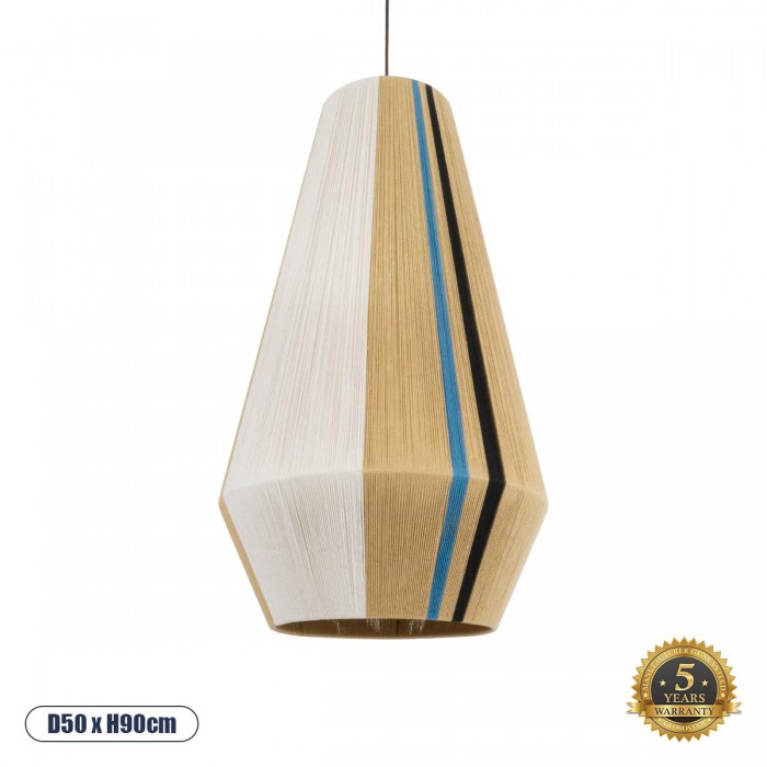 GloboStar® SALERNO 02079 Boho Κρεμαστό Φωτιστικό Πλέγμα Μονόφωτο 1 x E27 IP20 Πολύχρωμο Σχοινί - Μ50 x Π50 x Υ90cm GloboStar® SALERNO 02079 Boho Κρεμαστό Φωτιστικό Πλέγμα Μονόφωτο 1 x E27 IP20 Πολύχρωμο Σχοινί - Μ50 x Π50 x Υ90cm