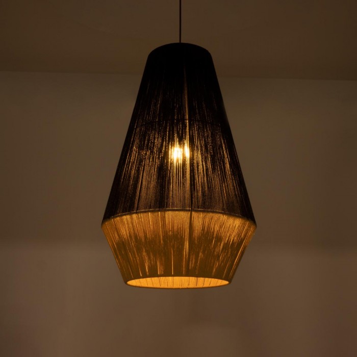 GloboStar® SALERNO 02080 Boho Κρεμαστό Φωτιστικό Πλέγμα Μονόφωτο 1 x E27 IP20 Μαύρο & Μπεζ Σχοινί - Μ50 x Π50 x Υ80cm GloboStar® SALERNO 02080 Boho Κρεμαστό Φωτιστικό Πλέγμα Μονόφωτο 1 x E27 IP20 Μαύρο & Μπεζ Σχοινί - Μ50 x Π50 x Υ80cm