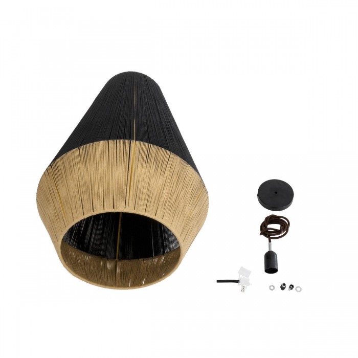 GloboStar® SALERNO 02080 Boho Κρεμαστό Φωτιστικό Πλέγμα Μονόφωτο 1 x E27 IP20 Μαύρο & Μπεζ Σχοινί - Μ50 x Π50 x Υ80cm GloboStar® SALERNO 02080 Boho Κρεμαστό Φωτιστικό Πλέγμα Μονόφωτο 1 x E27 IP20 Μαύρο & Μπεζ Σχοινί - Μ50 x Π50 x Υ80cm
