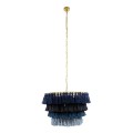 GloboStar® MISSOULA 02089 Boho Κρεμαστό Φωτιστικό Σχοινί Μονόφωτο 1 x E27 IP20 Πολύχρωμο Ύφασμα με Χρυσό Μέταλλο - Μ60 x Π60 x Υ40cm