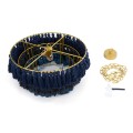GloboStar® MISSOULA 02089 Boho Κρεμαστό Φωτιστικό Σχοινί Μονόφωτο 1 x E27 IP20 Πολύχρωμο Ύφασμα με Χρυσό Μέταλλο - Μ60 x Π60 x Υ40cm