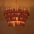 GloboStar® MISSOULA 02090 Boho Κρεμαστό Φωτιστικό Σχοινί Μονόφωτο 1 x E27 IP20 Ροζ Ύφασμα με Χρυσό Μέταλλο - Μ60 x Π60 x Υ40cm