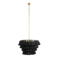 GloboStar® MISSOULA 02091 Boho Κρεμαστό Φωτιστικό Σχοινί Μονόφωτο 1 x E27 IP20 Μαύρο Ύφασμα με Χρυσό Μέταλλο - Μ60 x Π60 x Υ40cm