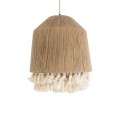 GloboStar® PUERTORICO 02092 Boho Κρεμαστό Φωτιστικό Καμπάνα Μονόφωτο 1 x E27 IP20 Μπεζ & Λευκό Σχοινί - Μ40 x Π40 x Υ45cm
