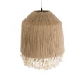 GloboStar® PUERTORICO 02092 Boho Κρεμαστό Φωτιστικό Καμπάνα Μονόφωτο 1 x E27 IP20 Μπεζ & Λευκό Σχοινί - Μ40 x Π40 x Υ45cm