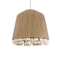 GloboStar® PUERTORICO 02093 Boho Κρεμαστό Φωτιστικό Καμπάνα Τρίφωτο 3 x E27 IP20 Μπεζ & Λευκό Σχοινί - Μ80 x Π80 x Υ80cm