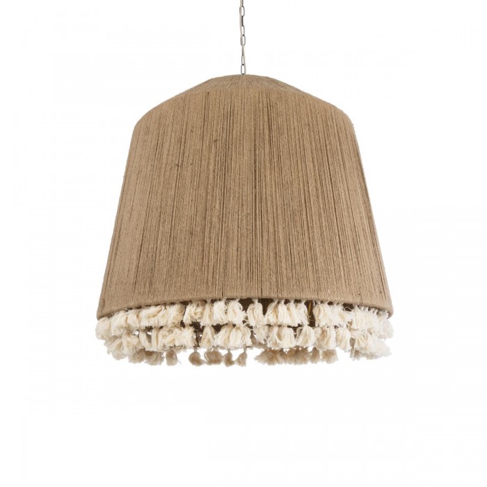 GloboStar® PUERTORICO 02093 Boho Κρεμαστό Φωτιστικό Καμπάνα Τρίφωτο 3 x E27 IP20 Μπεζ & Λευκό Σχοινί - Μ80 x Π80 x Υ80cm