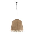 GloboStar® PUERTORICO 02093 Boho Κρεμαστό Φωτιστικό Καμπάνα Τρίφωτο 3 x E27 IP20 Μπεζ & Λευκό Σχοινί - Μ80 x Π80 x Υ80cm