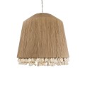 GloboStar® PUERTORICO 02093 Boho Κρεμαστό Φωτιστικό Καμπάνα Τρίφωτο 3 x E27 IP20 Μπεζ & Λευκό Σχοινί - Μ80 x Π80 x Υ80cm