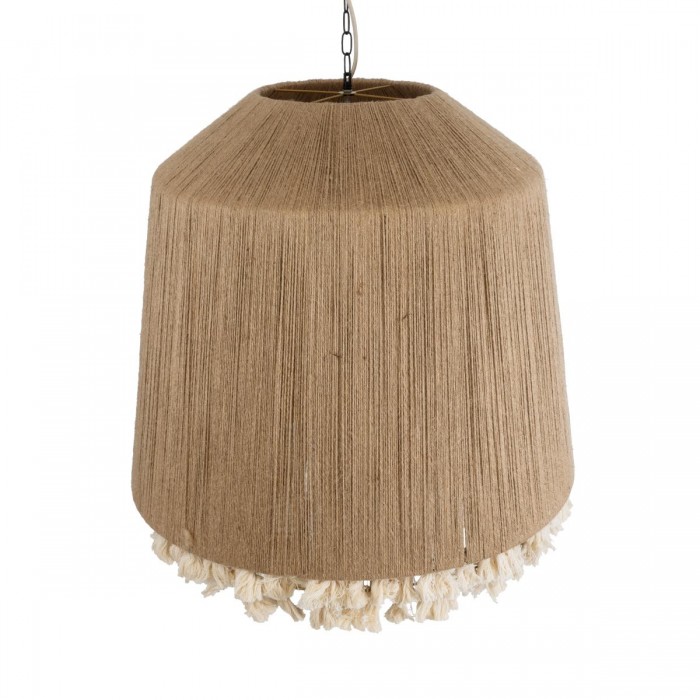 GloboStar® PUERTORICO 02093 Boho Κρεμαστό Φωτιστικό Καμπάνα Τρίφωτο 3 x E27 IP20 Μπεζ & Λευκό Σχοινί - Μ80 x Π80 x Υ80cm