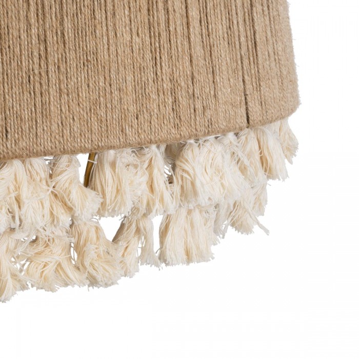 GloboStar® PUERTORICO 02093 Boho Κρεμαστό Φωτιστικό Καμπάνα Τρίφωτο 3 x E27 IP20 Μπεζ & Λευκό Σχοινί - Μ80 x Π80 x Υ80cm