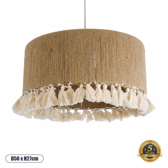 GloboStar® PUERTORICO 02094 Boho Κρεμαστό Φωτιστικό Καπέλο Μονόφωτο 1 x E27 IP20 Μπεζ & Λευκό Σχοινί - Μ50 x Π50 x Υ27cm GloboStar® PUERTORICO 02094 Boho Κρεμαστό Φωτιστικό Καπέλο Μονόφωτο 1 x E27 IP20 Μπεζ & Λευκό Σχοινί - Μ50 x Π50 x Υ27cm