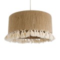 GloboStar® PUERTORICO 02094 Boho Κρεμαστό Φωτιστικό Καπέλο Μονόφωτο 1 x E27 IP20 Μπεζ & Λευκό Σχοινί - Μ50 x Π50 x Υ27cm