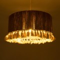 GloboStar® PUERTORICO 02094 Boho Κρεμαστό Φωτιστικό Καπέλο Μονόφωτο 1 x E27 IP20 Μπεζ & Λευκό Σχοινί - Μ50 x Π50 x Υ27cm
