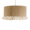 GloboStar® PUERTORICO 02094 Boho Κρεμαστό Φωτιστικό Καπέλο Μονόφωτο 1 x E27 IP20 Μπεζ & Λευκό Σχοινί - Μ50 x Π50 x Υ27cm
