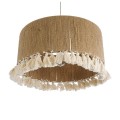 GloboStar® PUERTORICO 02094 Boho Κρεμαστό Φωτιστικό Καπέλο Μονόφωτο 1 x E27 IP20 Μπεζ & Λευκό Σχοινί - Μ50 x Π50 x Υ27cm
