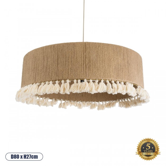 GloboStar® PUERTORICO 02095 Boho Κρεμαστό Φωτιστικό Καπέλο Τριφωτο 3 x E27 IP20 Μπεζ & Λευκό Σχοινί - Μ80 x Π80 x Υ27cm GloboStar® PUERTORICO 02095 Boho Κρεμαστό Φωτιστικό Καπέλο Τριφωτο 3 x E27 IP20 Μπεζ & Λευκό Σχοινί - Μ80 x Π80 x Υ27cm