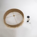 GloboStar® PUERTORICO 02095 Boho Κρεμαστό Φωτιστικό Καπέλο Τριφωτο 3 x E27 IP20 Μπεζ & Λευκό Σχοινί - Μ80 x Π80 x Υ27cm