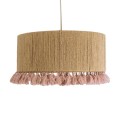 GloboStar® PUERTORICO 02096 Boho Κρεμαστό Φωτιστικό Καπέλο Μονόφωτο 1 x E27 IP20 Μπεζ & Ροζ Σχοινί - Μ50 x Π50 x Υ27cm