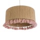 GloboStar® PUERTORICO 02096 Boho Κρεμαστό Φωτιστικό Καπέλο Μονόφωτο 1 x E27 IP20 Μπεζ & Ροζ Σχοινί - Μ50 x Π50 x Υ27cm