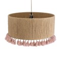 GloboStar® PUERTORICO 02096 Boho Κρεμαστό Φωτιστικό Καπέλο Μονόφωτο 1 x E27 IP20 Μπεζ & Ροζ Σχοινί - Μ50 x Π50 x Υ27cm