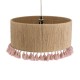 GloboStar® PUERTORICO 02096 Boho Κρεμαστό Φωτιστικό Καπέλο Μονόφωτο 1 x E27 IP20 Μπεζ & Ροζ Σχοινί - Μ50 x Π50 x Υ27cm