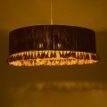 GloboStar® PUERTORICO 02097 Boho Κρεμαστό Φωτιστικό Καπέλο Τρίφωτο 3 x E27 IP20 Μπεζ & Ροζ Σχοινί - Μ80 x Π80 x Υ27cm