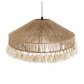 GloboStar® PUERTORICO 02098 Boho Κρεμαστό Φωτιστικό Καμπάνα Μονόφωτο 1 x E27 IP20 Μπεζ & Λευκό Σχοινί - Μ50 x Π50 x Υ25cm