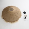 GloboStar® PUERTORICO 02099 Boho Κρεμαστό Φωτιστικό Καμπάνα Τριφωτο 3 x E27 IP20 Μπεζ & Λευκό Σχοινί - Μ80 x Π80 x Υ35cm