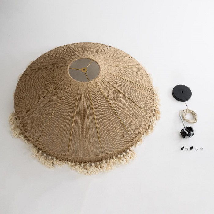 GloboStar® PUERTORICO 02099 Boho Κρεμαστό Φωτιστικό Καμπάνα Τριφωτο 3 x E27 IP20 Μπεζ & Λευκό Σχοινί - Μ80 x Π80 x Υ35cm GloboStar® PUERTORICO 02099 Boho Κρεμαστό Φωτιστικό Καμπάνα Τριφωτο 3 x E27 IP20 Μπεζ & Λευκό Σχοινί - Μ80 x Π80 x Υ35cm