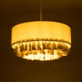 GloboStar® GINGER 02100 Boho Κρεμαστό Φωτιστικό Καπέλο Μονόφωτο 1 x E27 IP20 Μπεζ Ύφασμα με Μπεζ Σχοινί - Μ50 x Π50 x Υ25cm