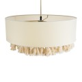GloboStar® GINGER 02100 Boho Κρεμαστό Φωτιστικό Καπέλο Μονόφωτο 1 x E27 IP20 Μπεζ Ύφασμα με Μπεζ Σχοινί - Μ50 x Π50 x Υ25cm