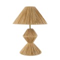 GloboStar® LUANA 02107 Boho Επιτραπέζιο Φωτιστικό Μονόφωτο 1 x E27 AC220-240V IP20 - Φ40 x Υ50cm - Μπεζ Καφέ Φυσική Ράφια Άχυρο Καπέλο
