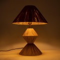 GloboStar® LUANA 02107 Boho Επιτραπέζιο Φωτιστικό Μονόφωτο 1 x E27 AC220-240V IP20 - Φ40 x Υ50cm - Μπεζ Καφέ Φυσική Ράφια Άχυρο Καπέλο