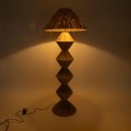 GloboStar® LUANA 02108 Boho Επιδαπέδιο Φωτιστικό Μονόφωτο 1 x E27 AC220-240V IP20 - Φ60 x Υ150cm - Μπεζ Φυσική Ράφια Νήμα Καπέλο