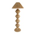 GloboStar® LUANA 02108 Boho Επιδαπέδιο Φωτιστικό Μονόφωτο 1 x E27 AC220-240V IP20 - Φ60 x Υ150cm - Μπεζ Φυσική Ράφια Νήμα Καπέλο