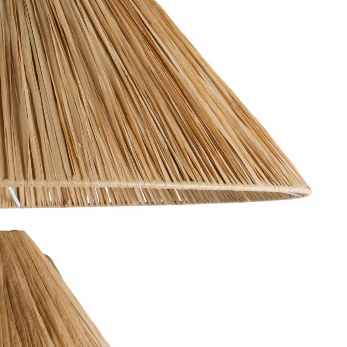 GloboStar® LUANA 02108 Boho Επιδαπέδιο Φωτιστικό Μονόφωτο 1 x E27 AC220-240V IP20 - Φ60 x Υ150cm - Μπεζ Φυσική Ράφια Νήμα Καπέλο