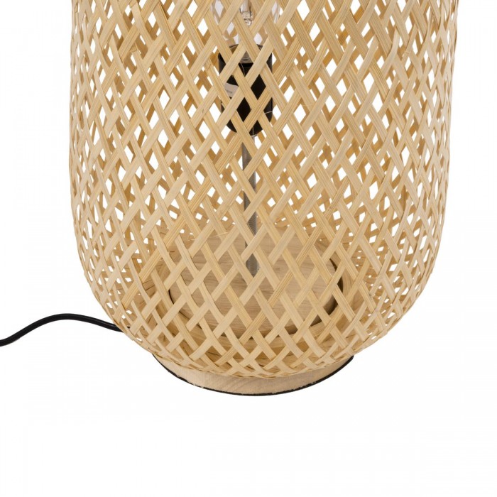 GloboStar® MAMIZU 02109 Boho Επιδαπέδιο Φωτιστικό Μονόφωτο 1 x E27 AC220-240V IP20 - Φ28 x Υ93cm - Μπεζ Ξύλινο Μπαμπού Πλέγμα